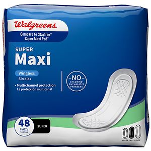 Walgreens Maxi Pads, Super Unscented