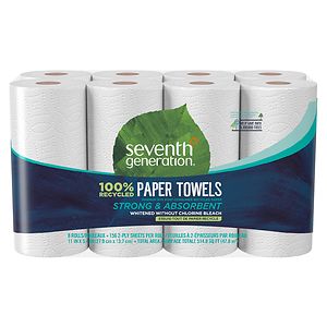 Seventh Generation White Paper Towels, 156 sheets, Right Sized, 2 ply