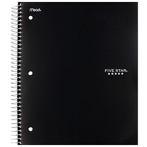 Mead Five Star 3 Subject Notebook College Ruled Assorted