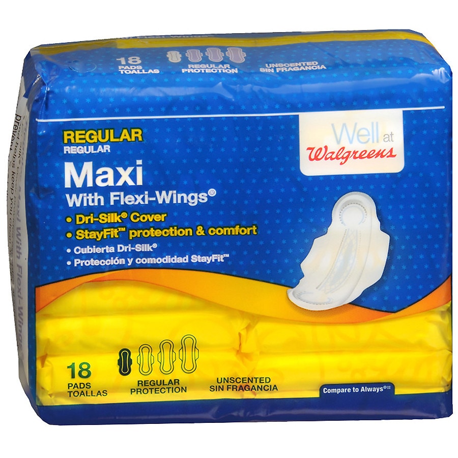 Walgreens Maxi Pads with Flexi Wings, Regular