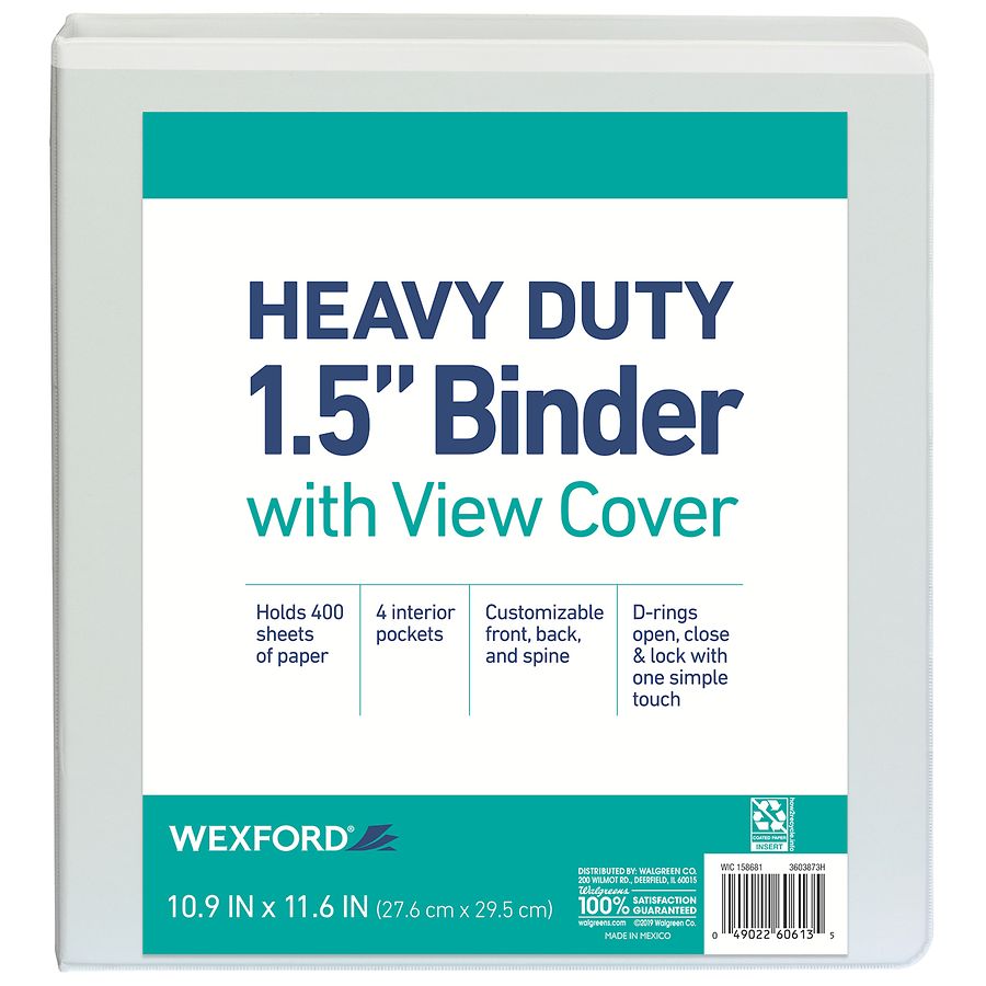 wexford view binder 1 5 inch assorted walgreens