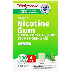 Walgreens Coated Nicotine Polacrilex Gum 4 mg Cool Mint