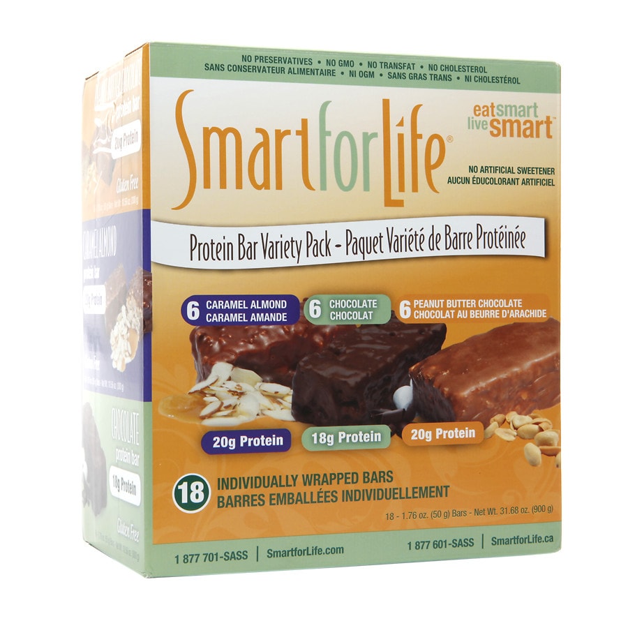  Smart for Life Protein Bar Variety Pack Caramel Almond, Chocolate & Peanut Butter Chocolat 