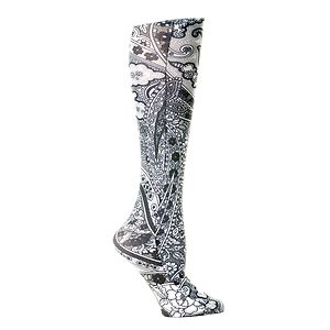 Celeste Stein New Black Paisley 8-15 mmhg Compression Sock Grey