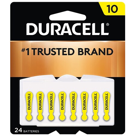 Duracell EasyTab 10 Hearing Aid Batteries  Size 10 - Yellow  24 Pack