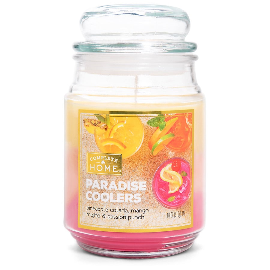  Complete Home Jar Candle Paradise Coolers Yellow/Orange/Pink 