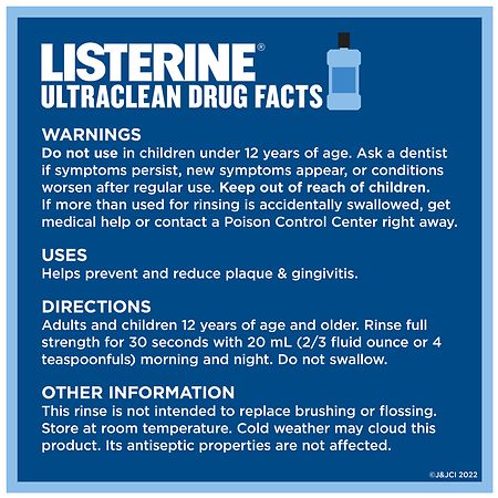 Listerine Ultraclean Oral Care Antiseptic Mouthwash Mint Walgreens