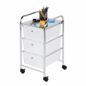 Honey Can Do 3 Drawer Rolling Cart Chrome Clear