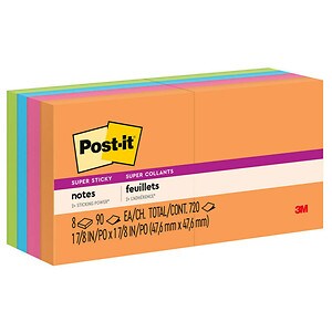 Post-it Super Sticky Notes 8 Pack Assorted