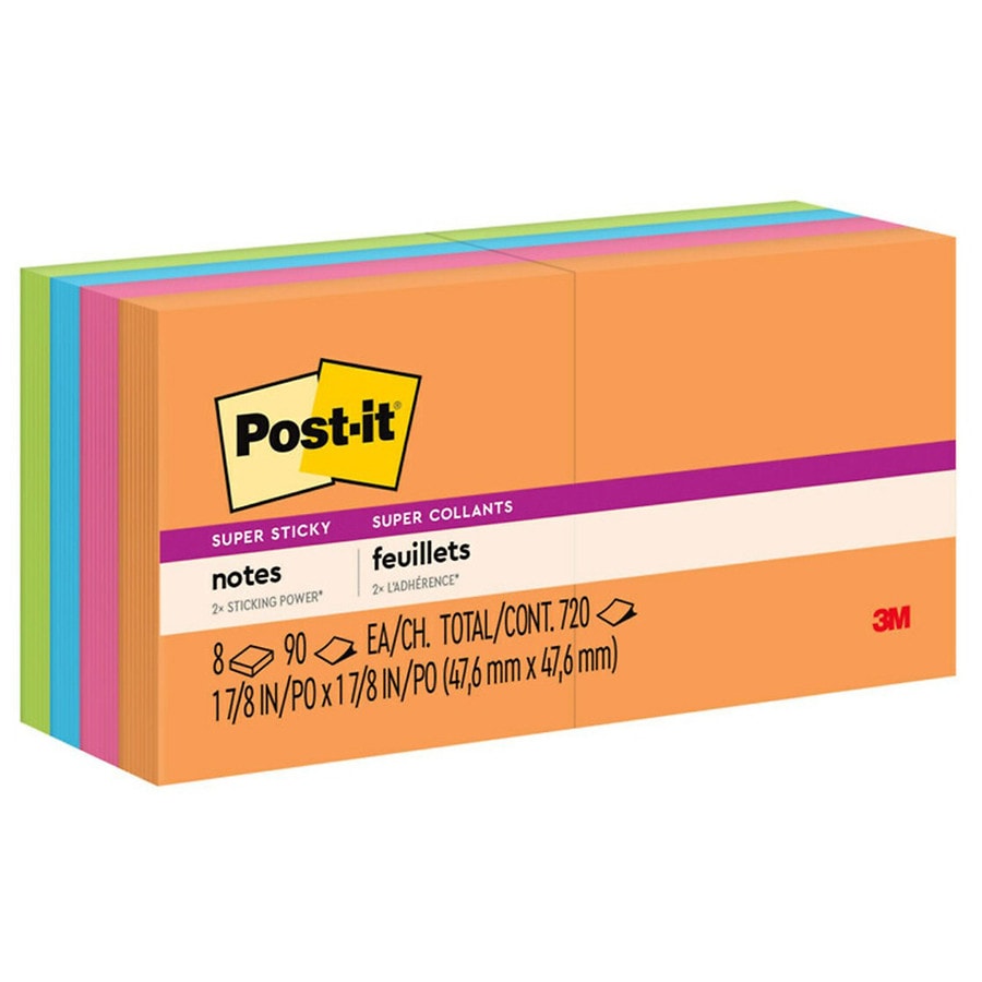 Post-it Super Sticky Notes, 1-7/8 in x 1-7/8 in, Energy Boost Collection Assorted
