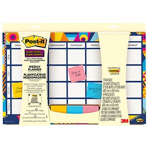 Post-it Weekly Planner plus Super Sticky Adhesive Notes Assorted