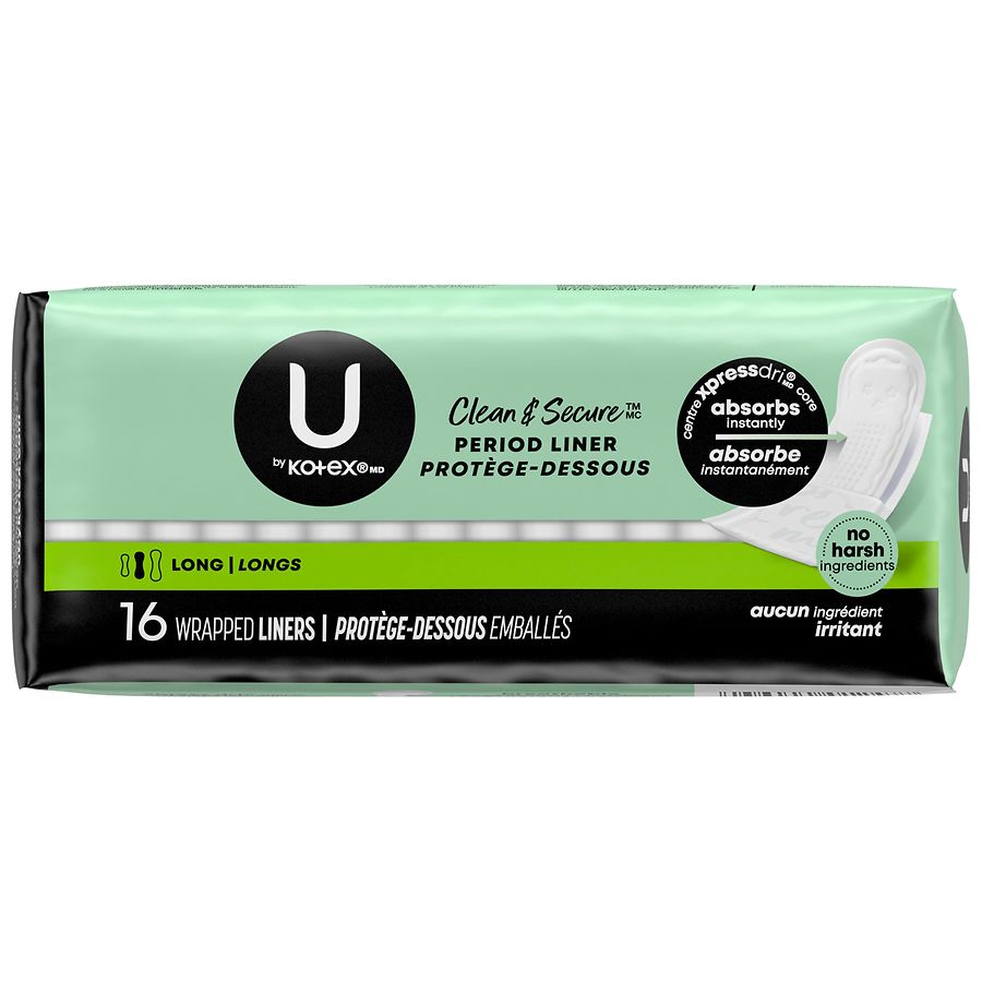 U By Kotex Absorbent Pantiliners Individually Wrapped Unscented Long Walgreens