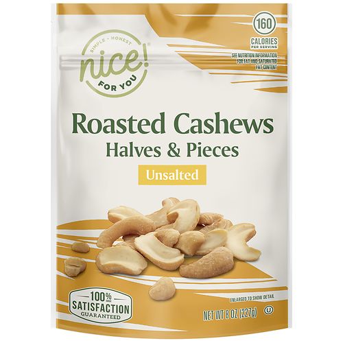 2-Pack Nice! 8.0oz Roasted Cashew Halves & Pieces (various)