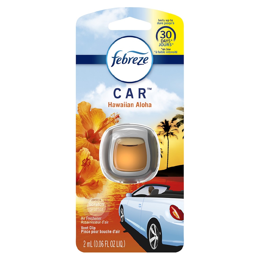 Febreze Car Odor-Eliminating Air Freshener Vent Clip Hawaiian Aloha