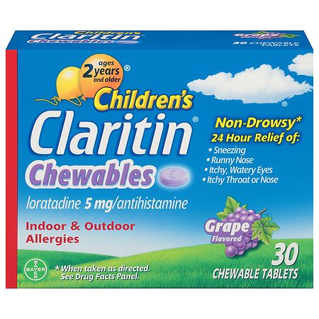 Claritin Children S 24 Hour Allergy Relief Chewable Tablets Bubblegum Walgreens