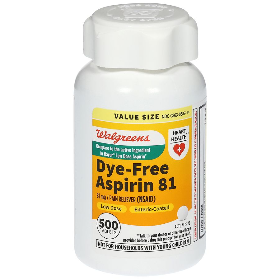 Walgreens Low Dose DyeFree Aspirin 81 mg Enteric Coated Tablets