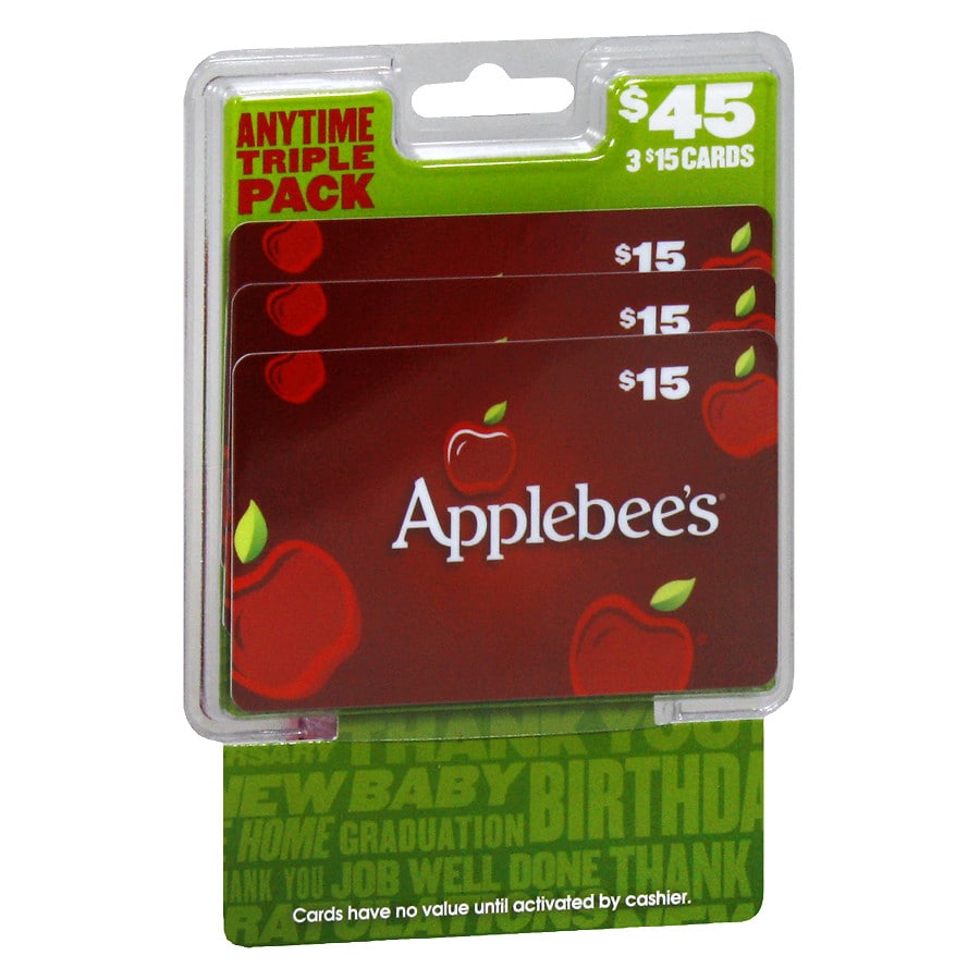 Applebees 3 Pack 15 Gift Cards1 0 Ea