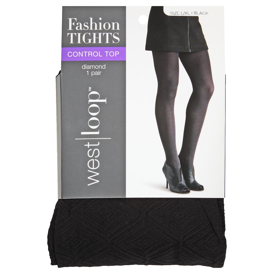  West Loop Control Top Fashion Tights Diamond Black Large/X-Large 