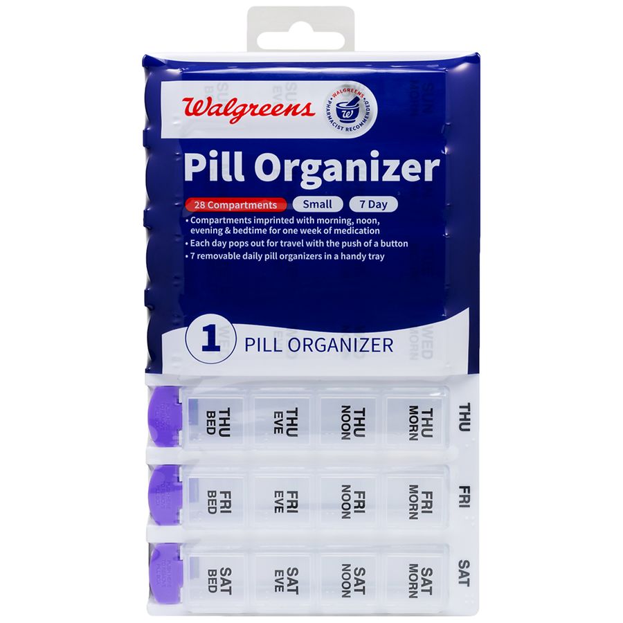 Walgreens 7 Day Pill Box Removable Medication Small Walgreens