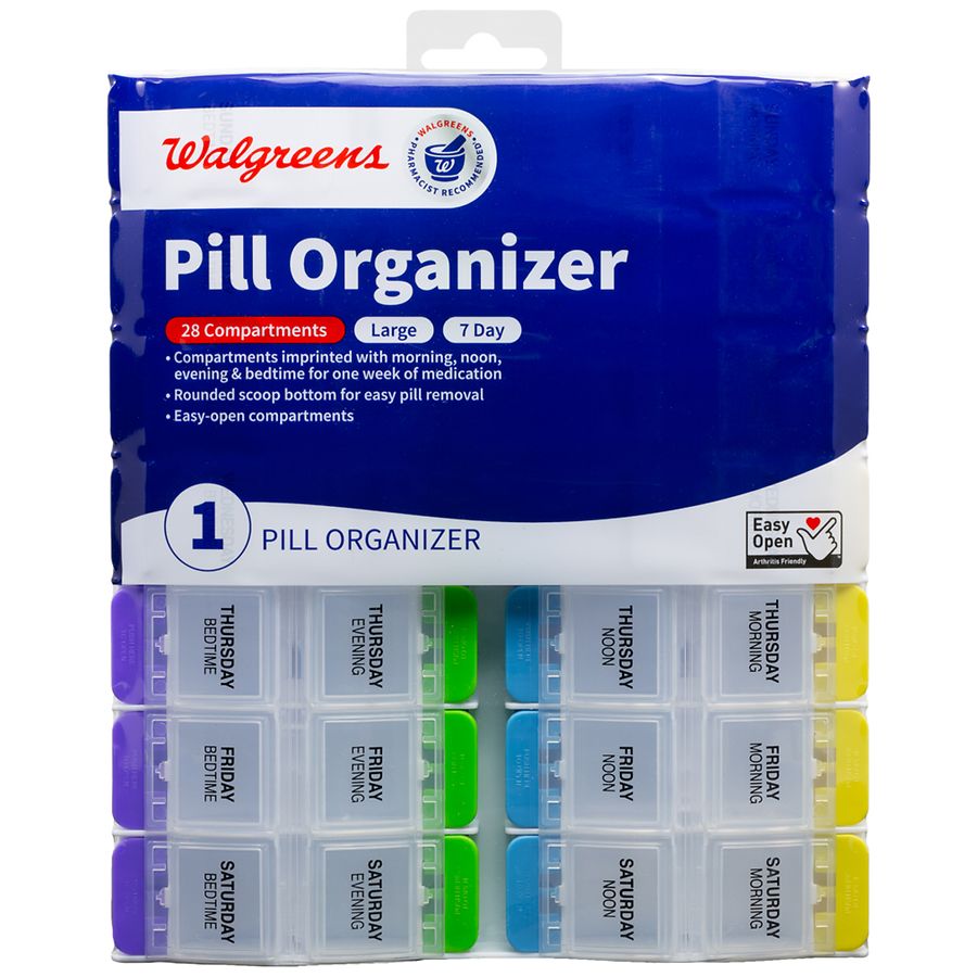 Walgreens 7-Day Pill Organizer with 28 Compartments Large | Walgreens