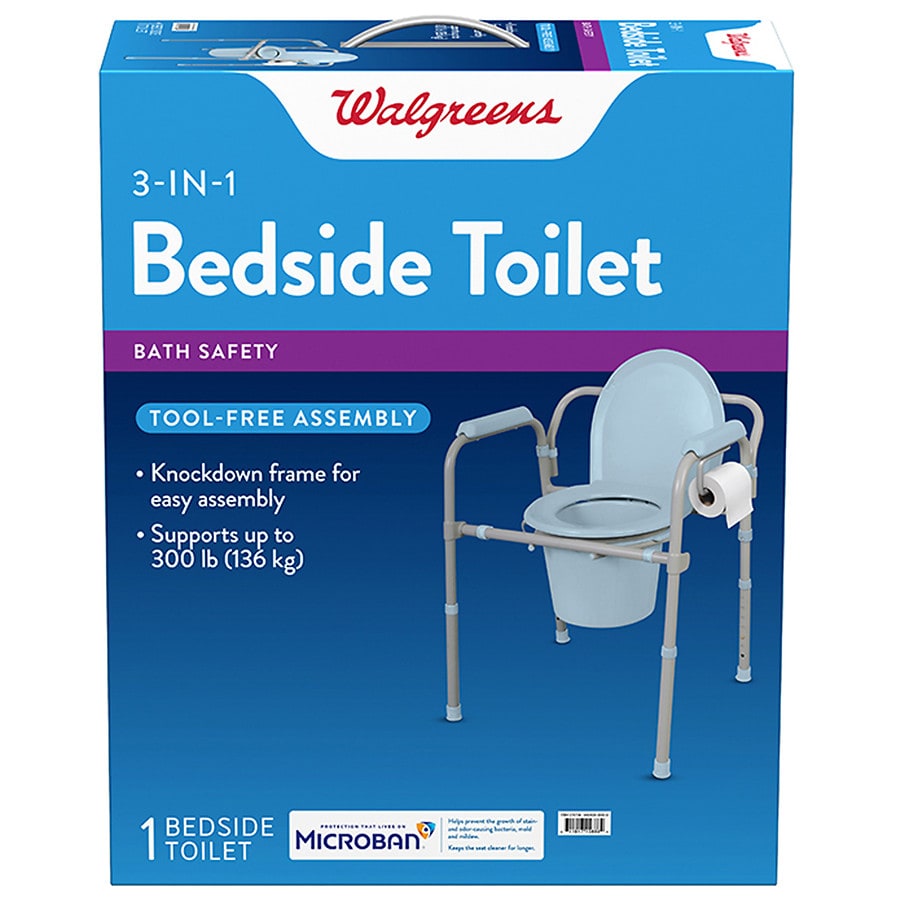 Walgreens 3-in-1 Knockdown Bedside Toilet with Microban