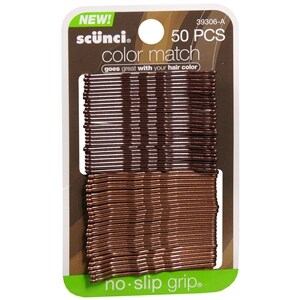 Scunci No-Slip Grip Color Match Bobby Pins Brown