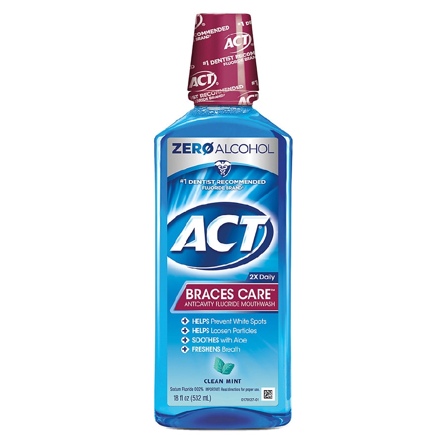  ACT Braces Care Anticavity Fluoride Mouthwash Alcohol Free Clean Mint 