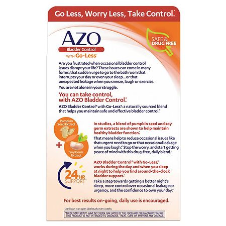 Azo Bladder Control With Go Less Daily Supplement Capsules Walgreens