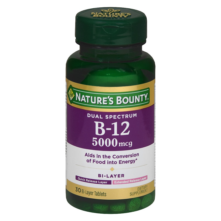 Nature's Bounty Dual Spectrum B-12 5000mcg Energy Support, Tablets