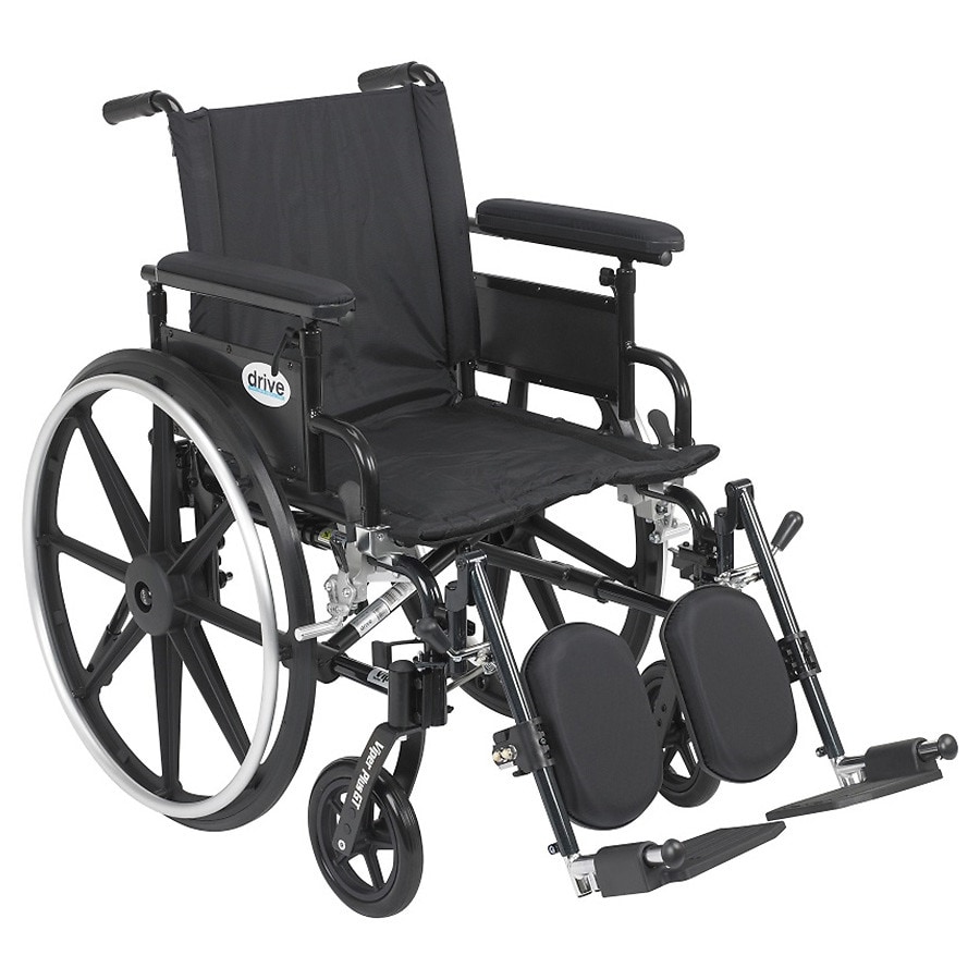 Drive Medical Viper Plus GT Wheelchair w Flip Back Removable Adjustable Full Arm and Leg Rest 20 Inch Seat Black