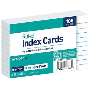 Wexford Ruled Index Cards 3 x 5 Inch White