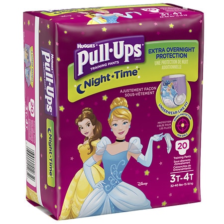 Huggies Pull-Ups Night Time Training Pants for Girls, Jumbo Pack 3T-4T ...