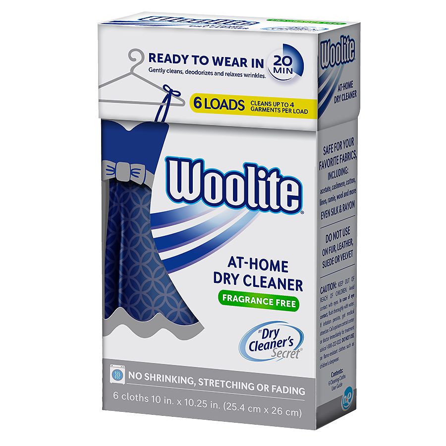 Woolite At Home Dry Cleaner 6 Cloths Fragrance Free 