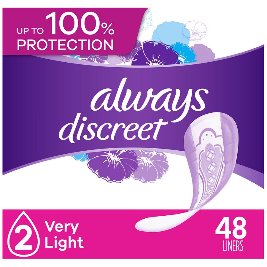 Always Discreet Incontinence Liners, Very Light Absorbency, Regular Length Very Light