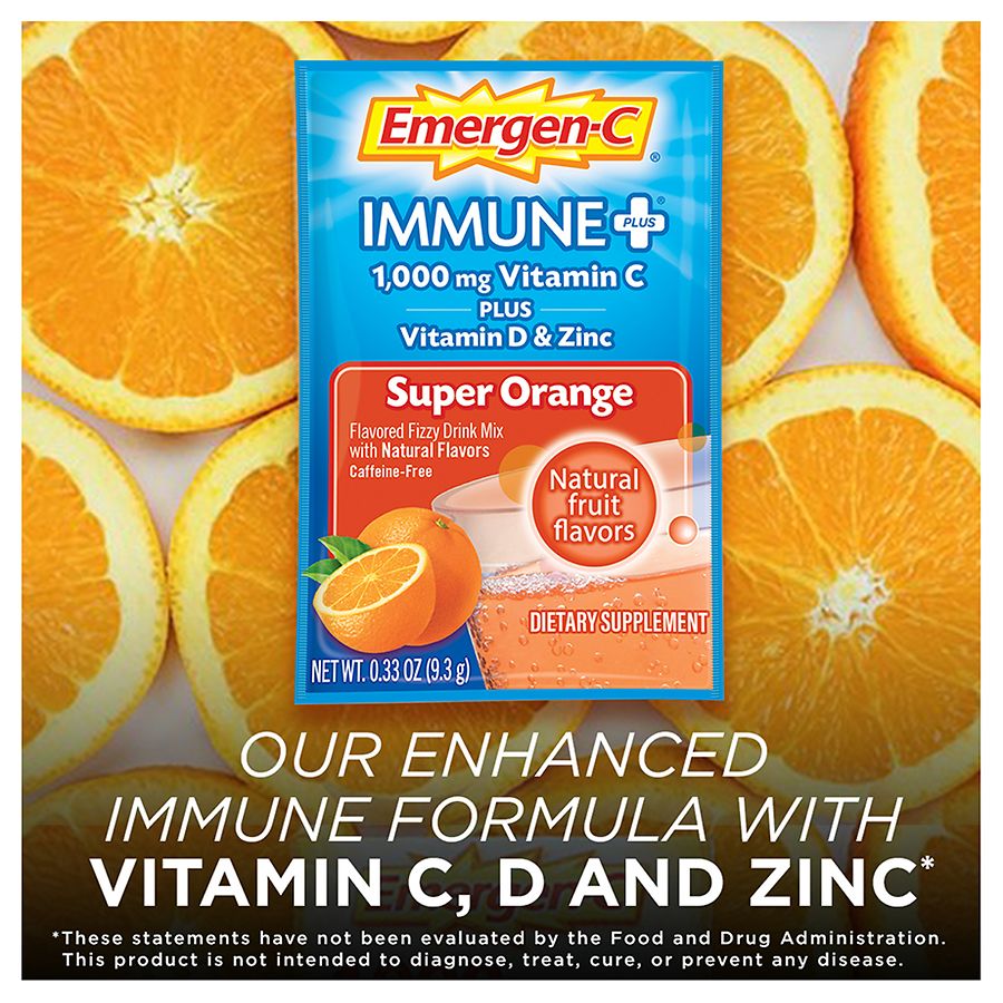 Emergen C Immune Drink Mix With 1000 Mg Vitamin C Plus Vitamin D Zinc Walgreens