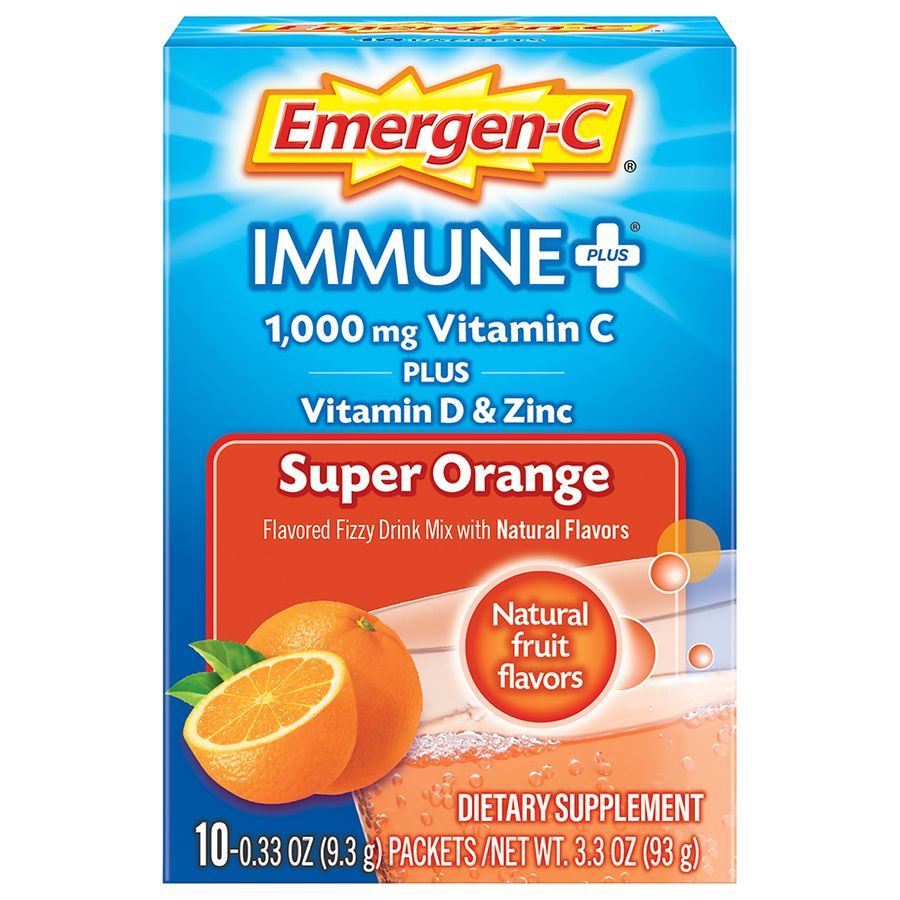 Emergen C Immune Drink Mix With 1000 Mg Vitamin C Plus Vitamin D Zinc Walgreens