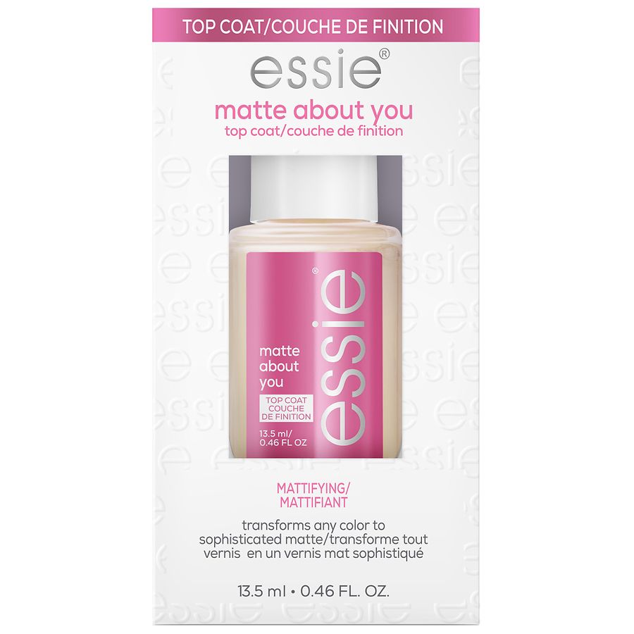 essie nail care, 8-free vegan, nail polish top coats, matte about you top coat