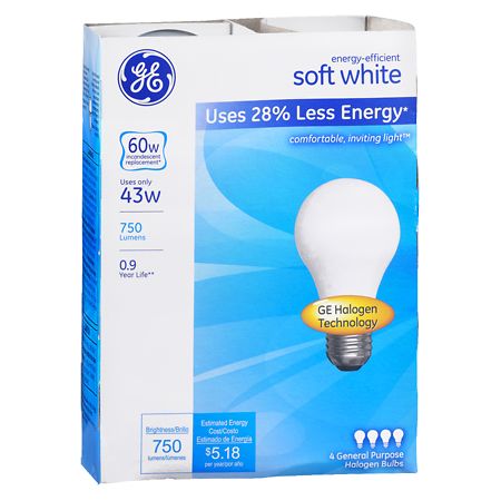 GE Soft White Halogen 43 Watt