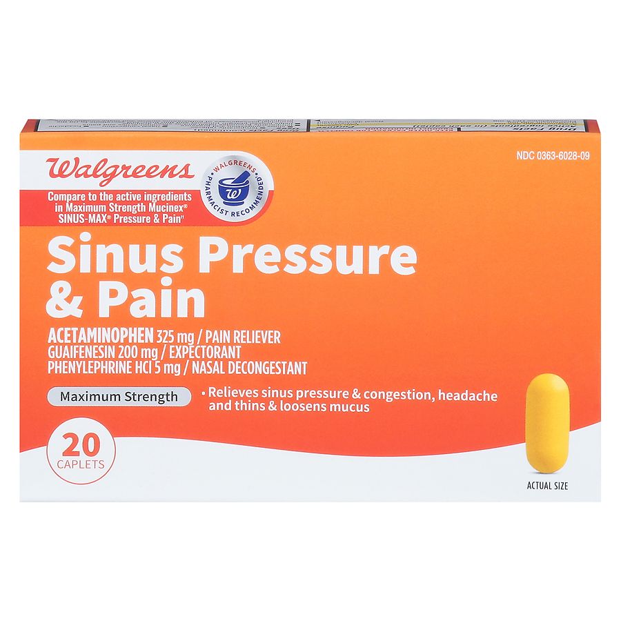 Walgreens Mucus Relief Sinus Pressure Pain Caplet Walgreens