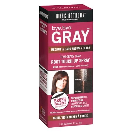 Marc Anthony True Professional Bye.Bye Gray Temporary Gray Root Touch Up Spray, Medium to Dark Brown / Black