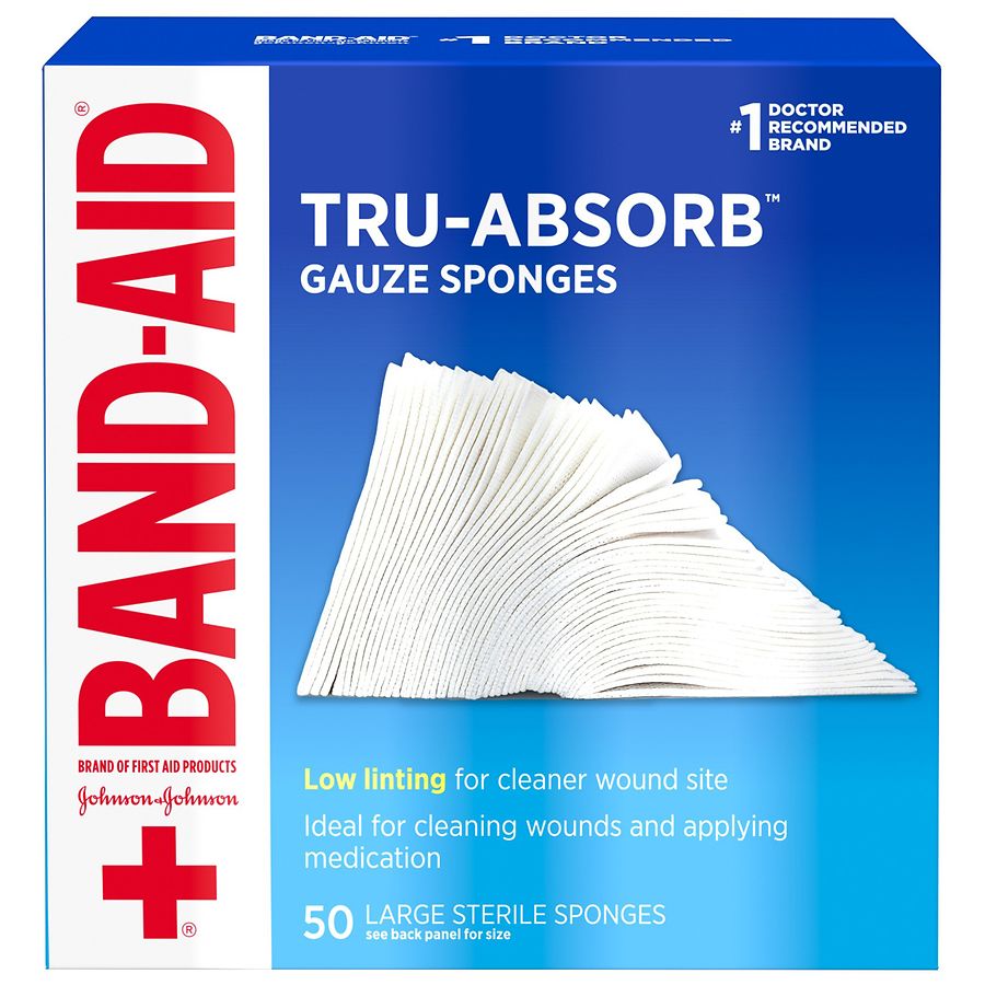 Photo 1 of Band-Aid Tru-Absorb Gauze Sponges, Sterile, Large - 50 sponges