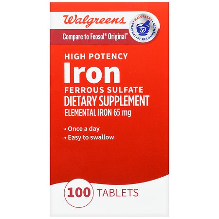 Walgreens High Potency Iron 65mg Ferrous Sulfate 325mg Tablets Walgreens