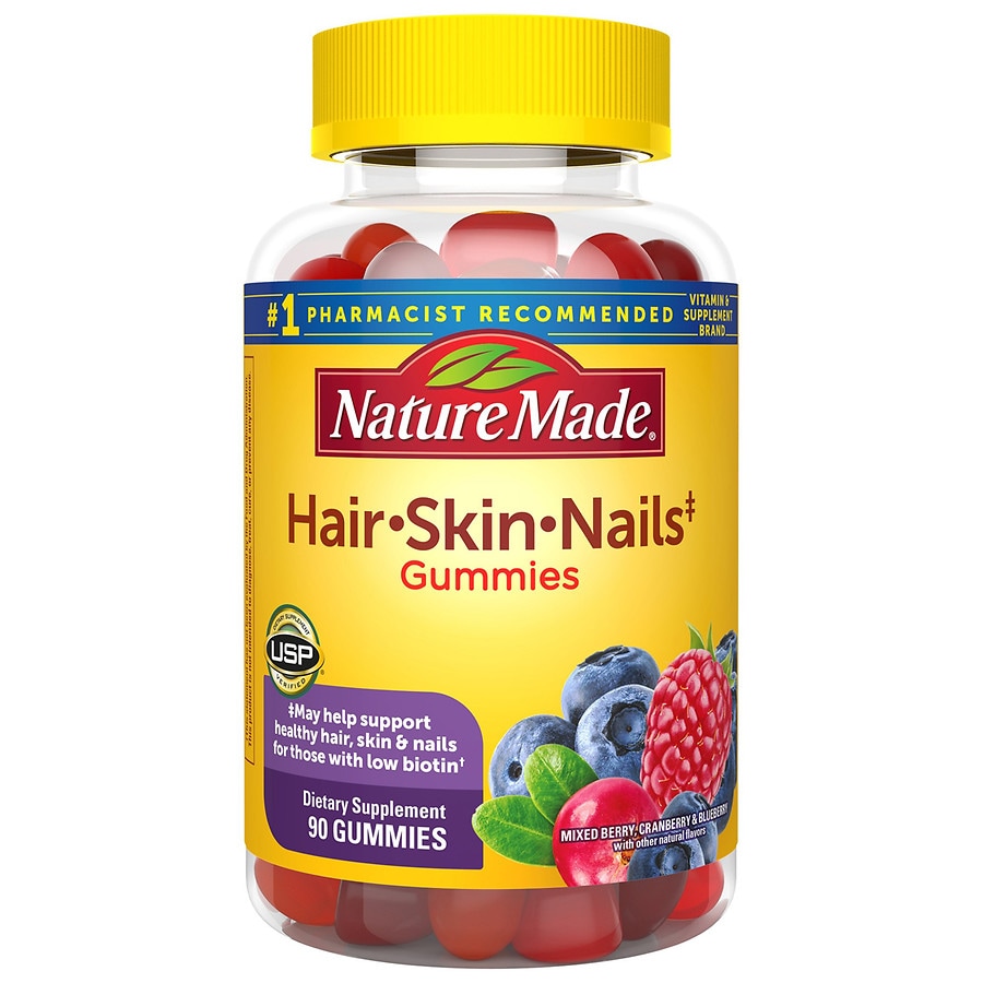 Nature Made Hair Skin Nails Adult Gummies Mixed Berry Cranberry