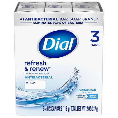 Dial Antibacterial Deodorant Bar Soap White White.