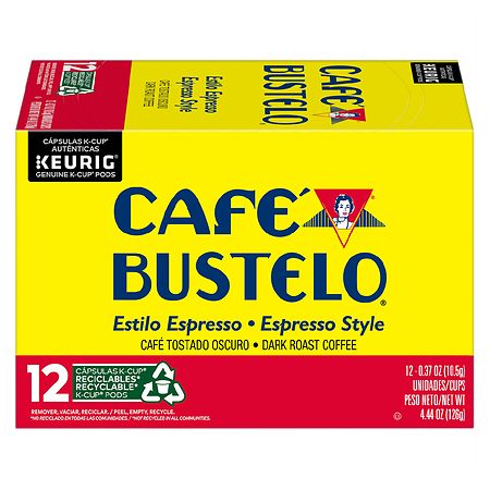 Café Bustelo Espresso Style K-Cup Pods for Keurig K-Cup Brewers, Dark Roast Coffee, 12 Count