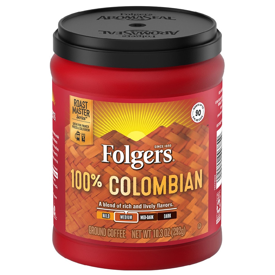 Folgers Colombian Ground Coffee, Medium-Dark Roast Colombian