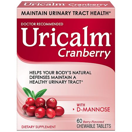 Uricalm Cranberry Plus D-Mannose, Chewable Tablets Berry - 60 ea