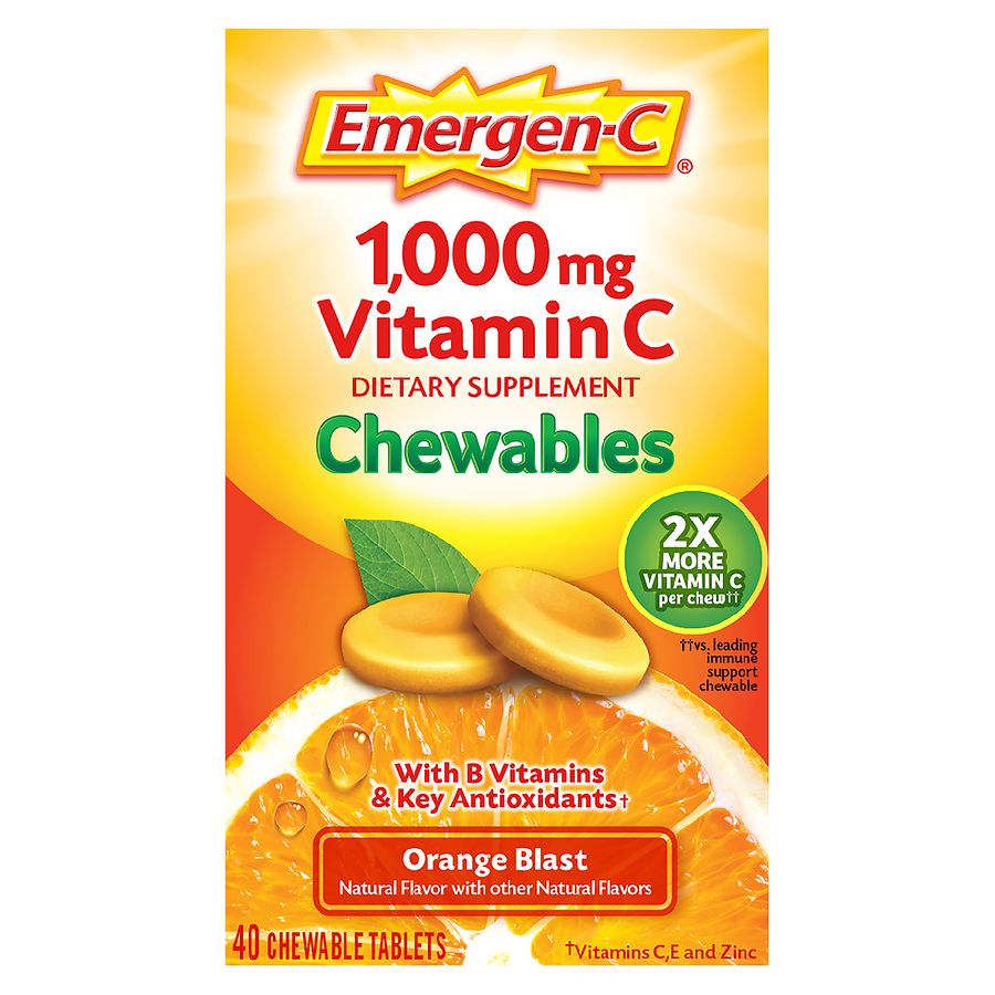 Emergen C Immune Support Chewable Tablet With 1000 Mg Vitamin C B Vitamins Orange Blast Walgreens