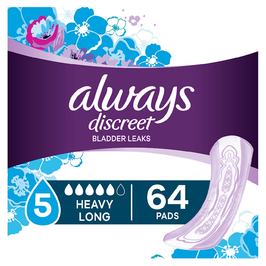  Always Discreet Incontinence Pads for Women, Heavy Absorbency, Long Length Heavy Long 