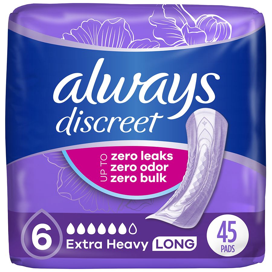 Always Discreet Extra Heavy Long Incontinence Pads Extra Heavy Long Walgreens